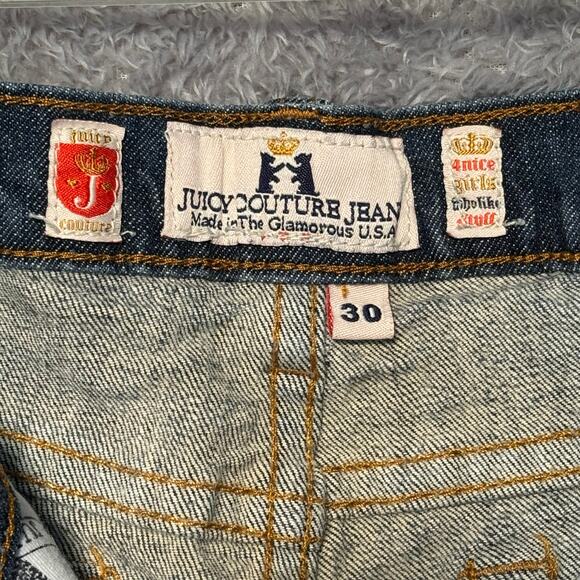 Y2K VTG Juicy Couture Low Rise Flare Sequin J Pocket Jeans Women 30 Medium Wash - Picture 9 of 9